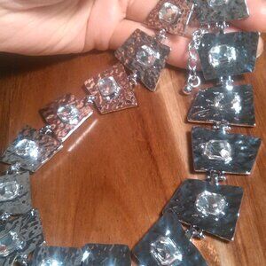 White Austrian Crystal Silvertone Alloy Necklace